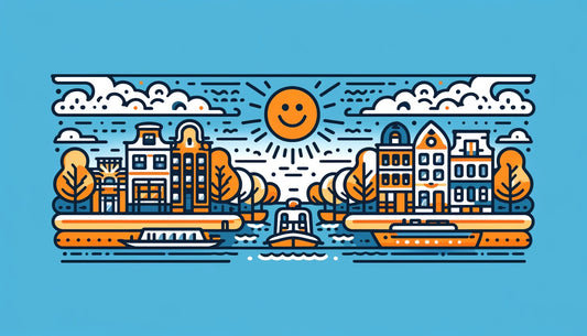 Minimal & colorful illustration of boats traveling the canals