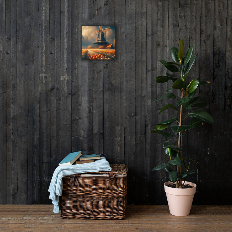 Dutch Serenity: Tulips and Windmill Canvas-Zach + Alison