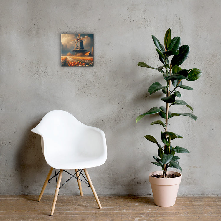 Dutch Serenity: Tulips and Windmill Canvas-Zach + Alison