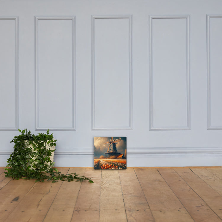 Dutch Serenity: Tulips and Windmill Canvas-Zach + Alison