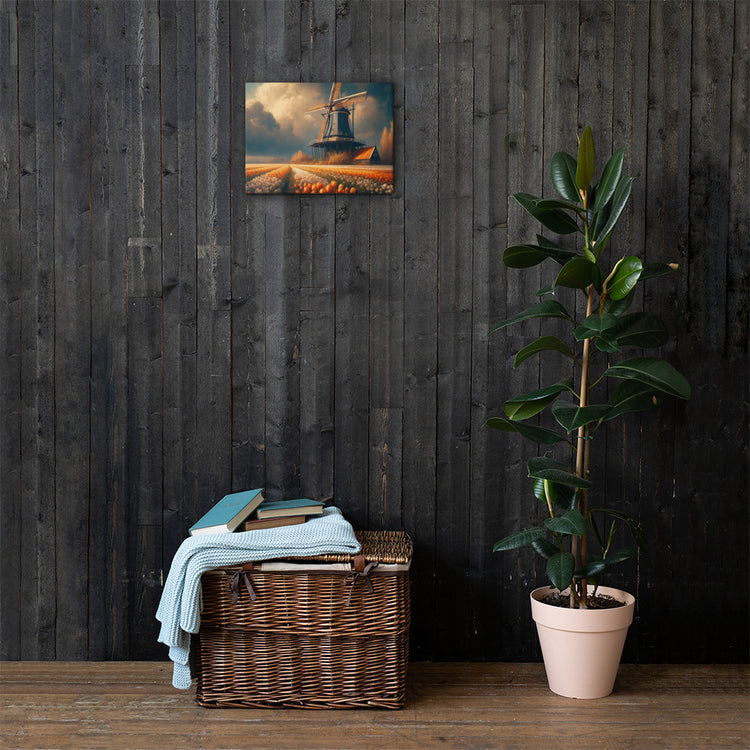 Dutch Serenity: Tulips and Windmill Canvas-Zach + Alison