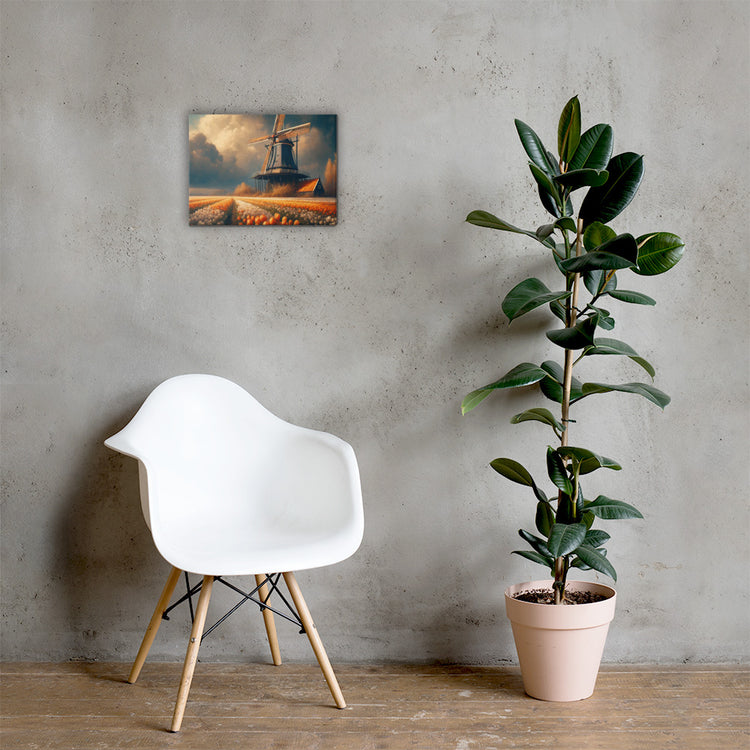 Dutch Serenity: Tulips and Windmill Canvas-Zach + Alison