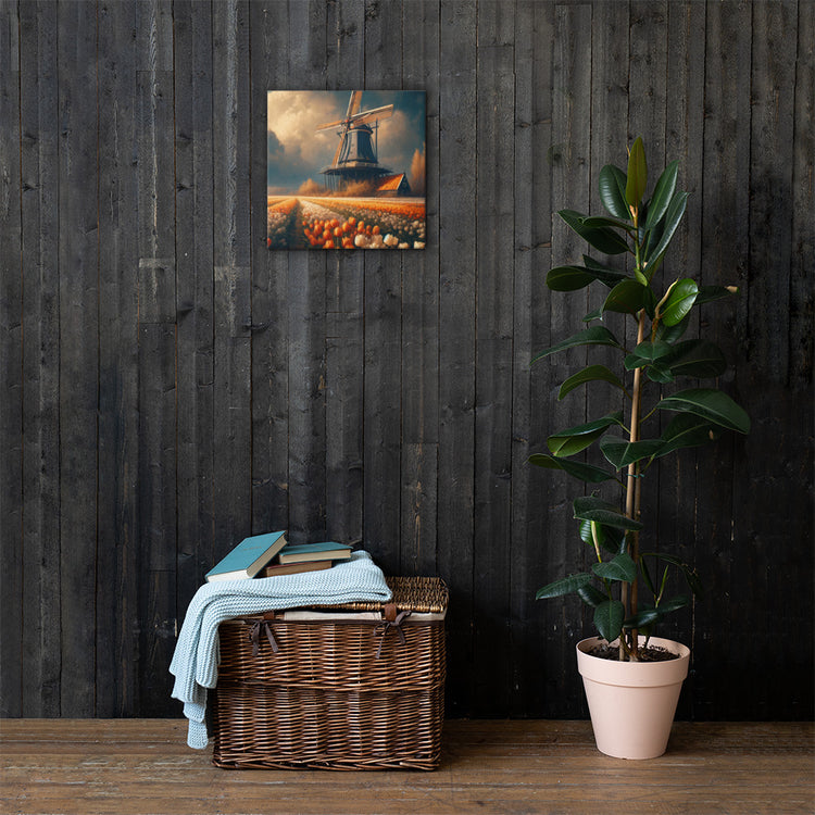 Dutch Serenity: Tulips and Windmill Canvas-Zach + Alison