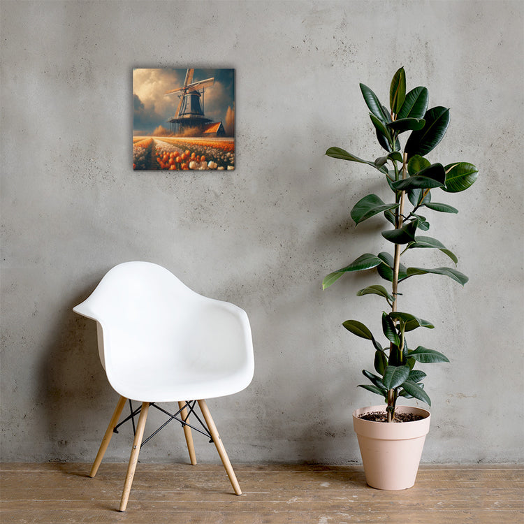 Dutch Serenity: Tulips and Windmill Canvas-Zach + Alison