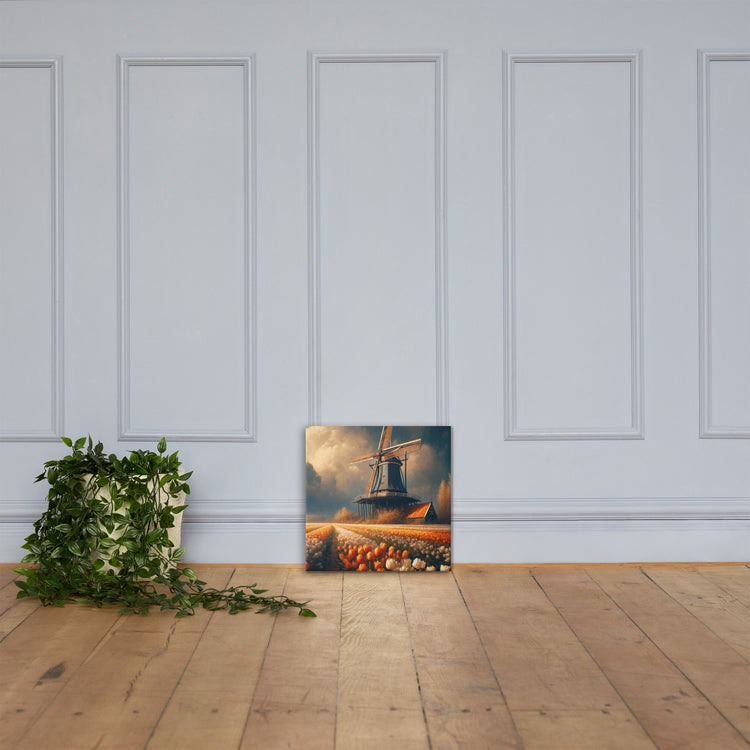Dutch Serenity: Tulips and Windmill Canvas-Zach + Alison