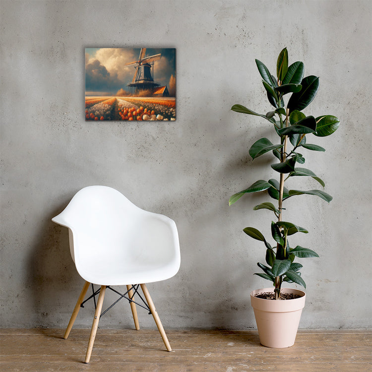 Dutch Serenity: Tulips and Windmill Canvas-Zach + Alison