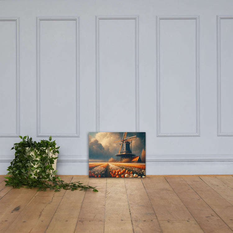 Dutch Serenity: Tulips and Windmill Canvas-Zach + Alison