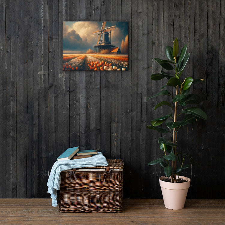 Dutch Serenity: Tulips and Windmill Canvas-Zach + Alison