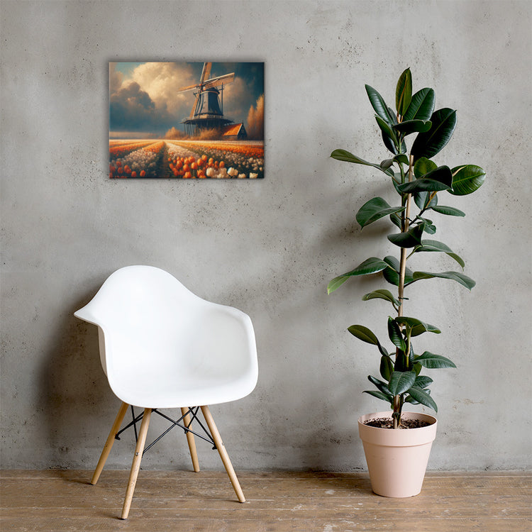 Dutch Serenity: Tulips and Windmill Canvas-Zach + Alison