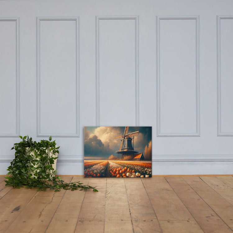 Dutch Serenity: Tulips and Windmill Canvas-Zach + Alison