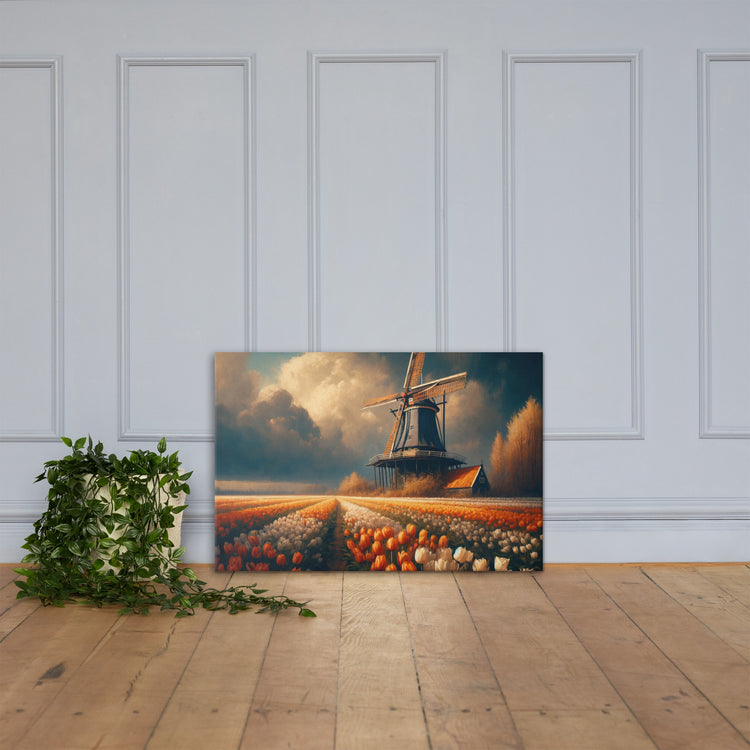 Dutch Serenity: Tulips and Windmill Canvas-Zach + Alison