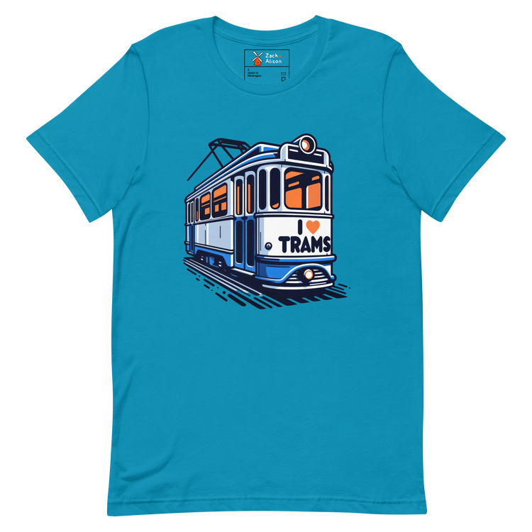 Dutch Tram Love - Vintage Blue I ❤️ Trams Unisex tee-Zach + Alison