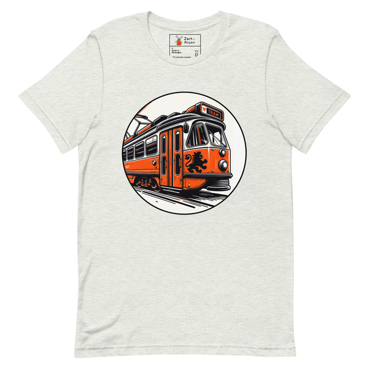 Dutch Vintage Tram with Classic Lion Coat of Arms Unisex Tee-Zach + Alison