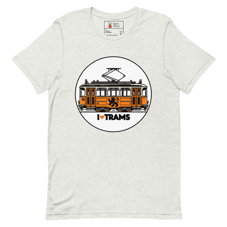 Nostalgic Dutch I ❤️ Trams Unisex Tee with Lion Crest-Zach + Alison