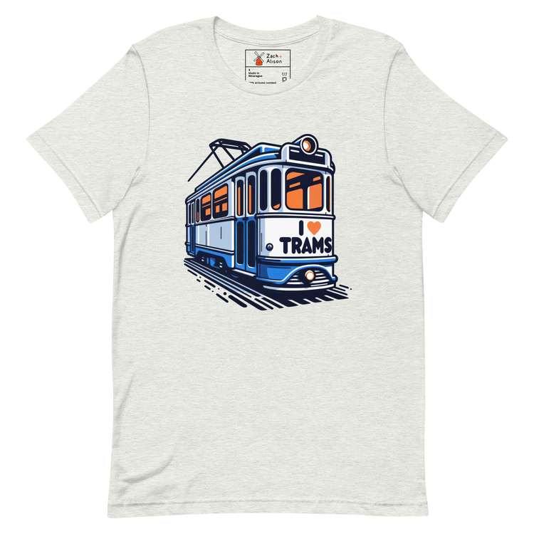 Dutch Tram Love - Vintage Blue I ❤️ Trams Unisex tee-Zach + Alison