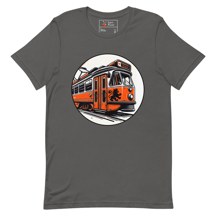 Dutch Vintage Tram with Classic Lion Coat of Arms Unisex Tee-Zach + Alison