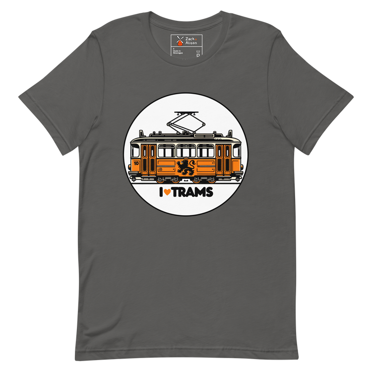 Nostalgic Dutch I ❤️ Trams Unisex Tee with Lion Crest-Zach + Alison