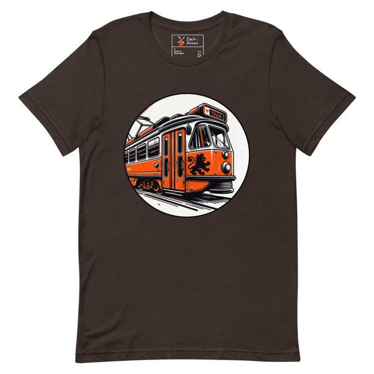 Dutch Vintage Tram with Classic Lion Coat of Arms Unisex Tee-Zach + Alison
