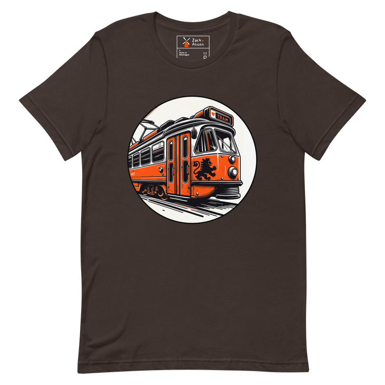 Dutch Vintage Tram with Classic Lion Coat of Arms Unisex Tee-Zach + Alison