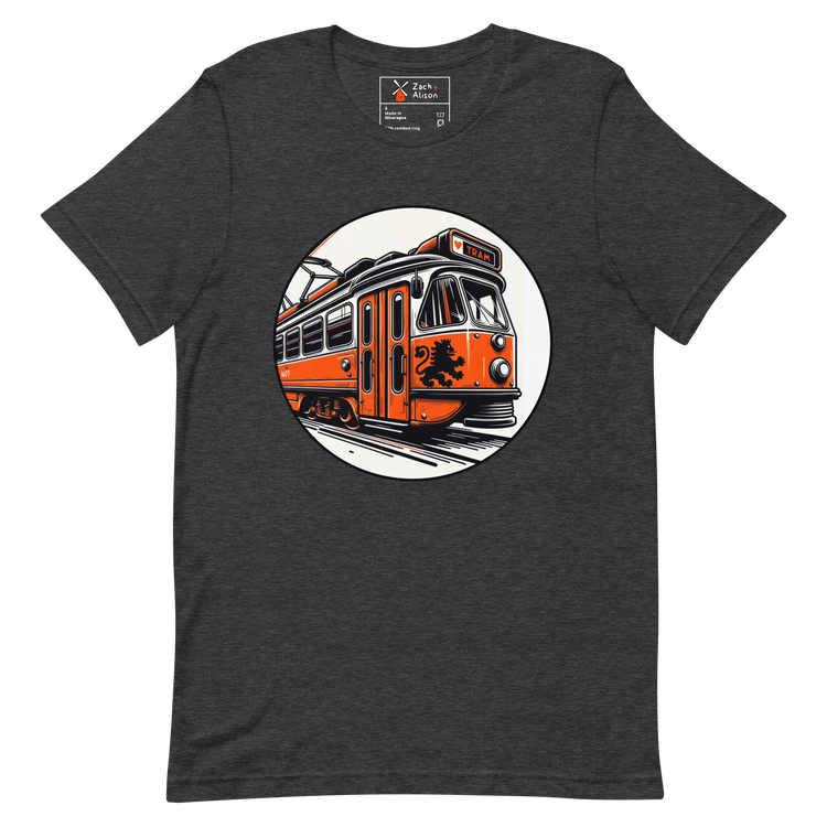 Dutch Vintage Tram with Classic Lion Coat of Arms Unisex Tee-Zach + Alison