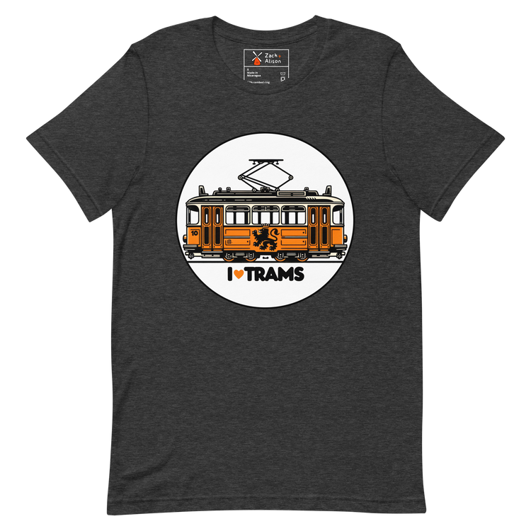 Nostalgic Dutch I ❤️ Trams Unisex Tee with Lion Crest-Zach + Alison