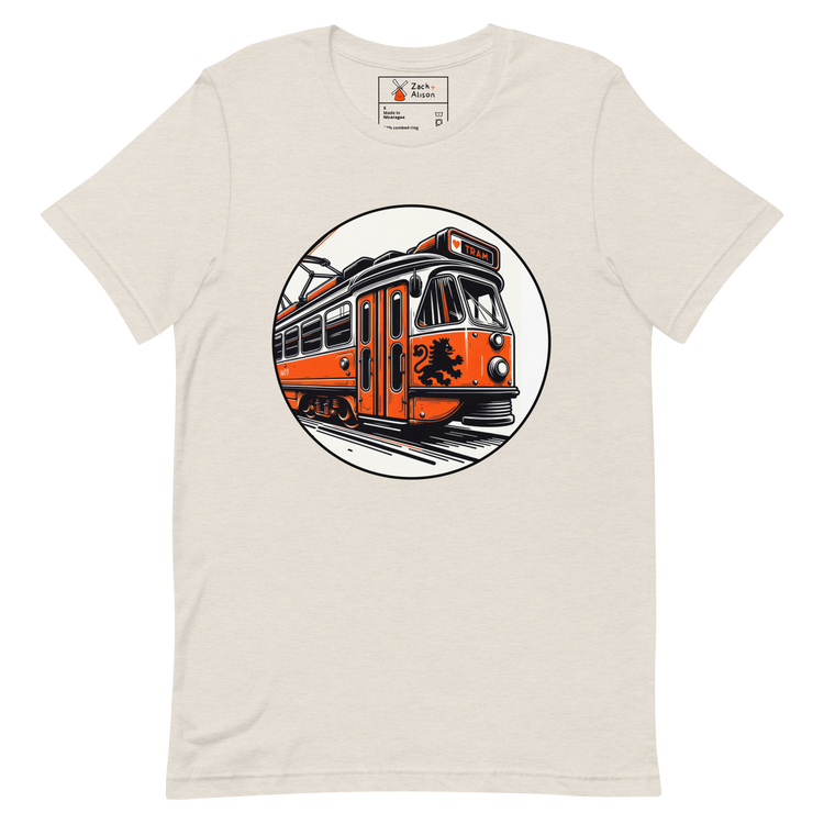 Dutch Vintage Tram with Classic Lion Coat of Arms Unisex Tee-Zach + Alison