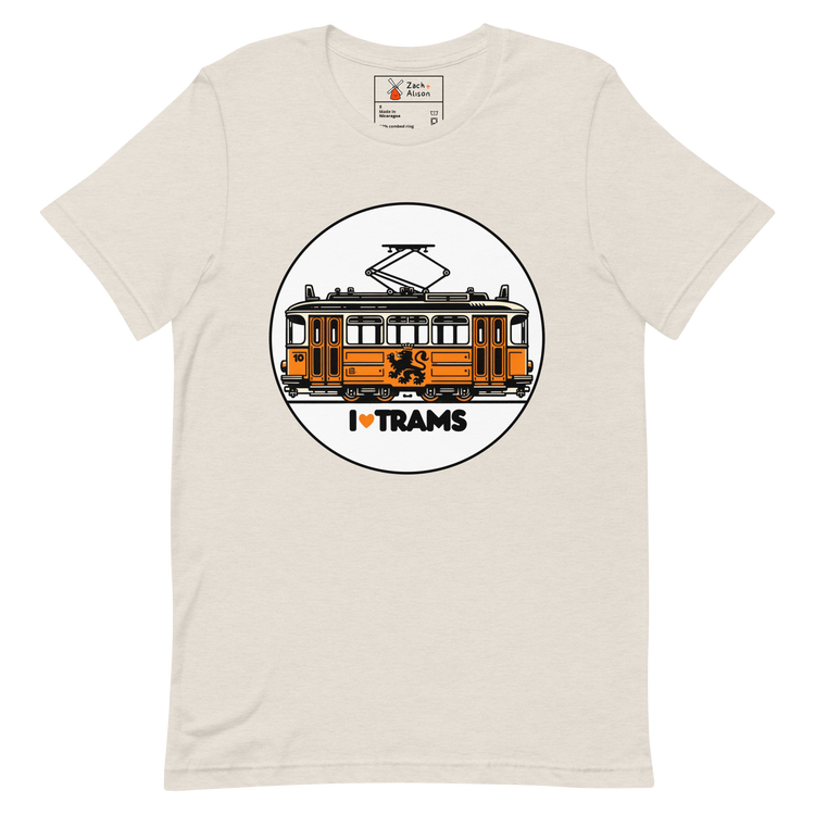 Nostalgic Dutch I ❤️ Trams Unisex Tee with Lion Crest-Zach + Alison