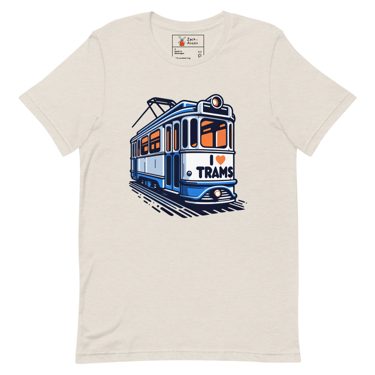 Dutch Tram Love - Vintage Blue I ❤️ Trams Unisex tee-Zach + Alison