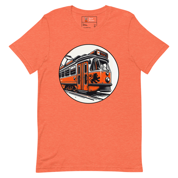 Dutch Vintage Tram with Classic Lion Coat of Arms Unisex Tee-Zach + Alison