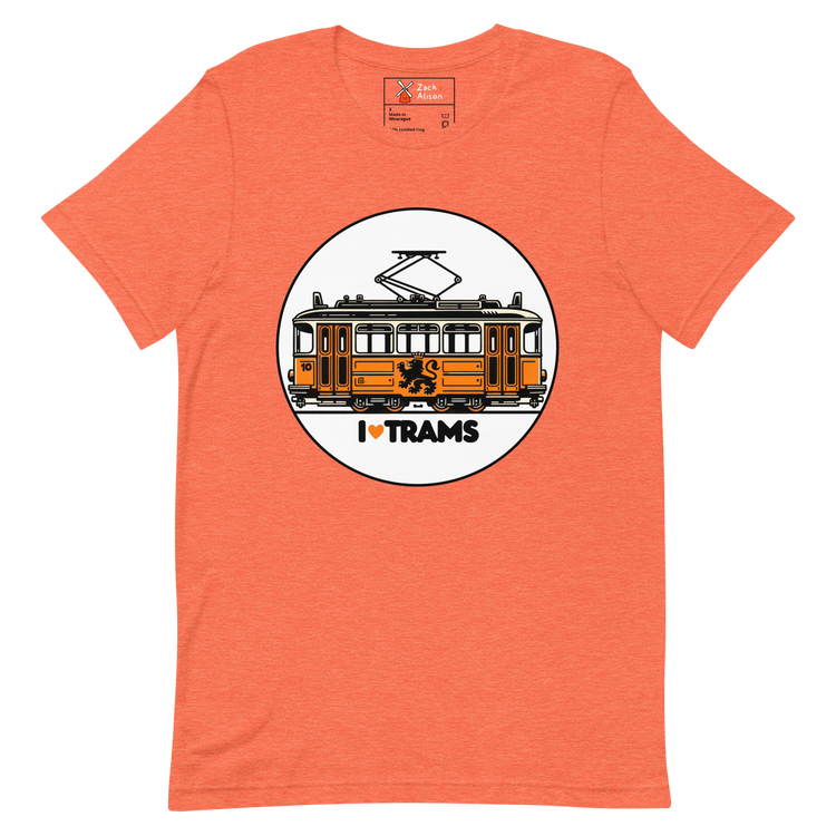 Nostalgic Dutch I ❤️ Trams Unisex Tee with Lion Crest-Zach + Alison