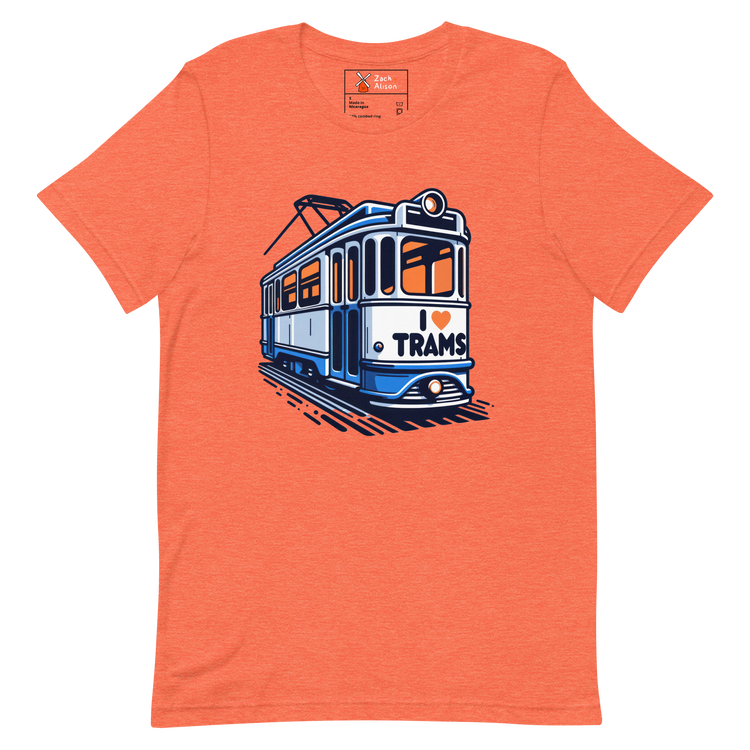 Dutch Tram Love - Vintage Blue I ❤️ Trams Unisex tee-Zach + Alison
