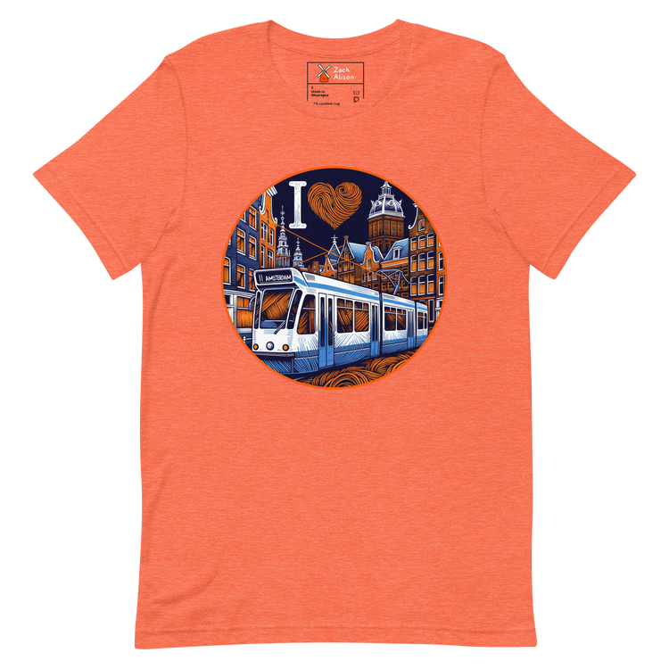 I ❤️ Trams - Modern Tram & Canal Houses in Amsterdam Unisex t-shirt-Zach + Alison