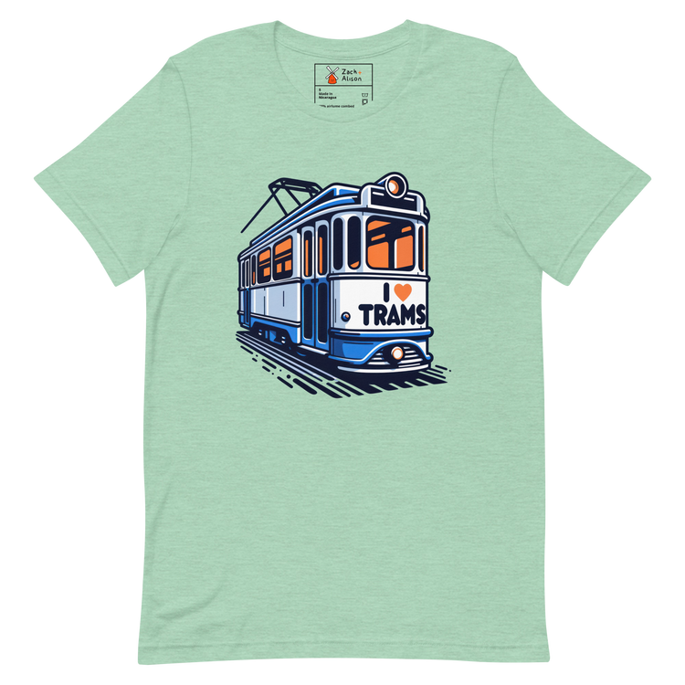 Dutch Tram Love - Vintage Blue I ❤️ Trams Unisex tee-Zach + Alison
