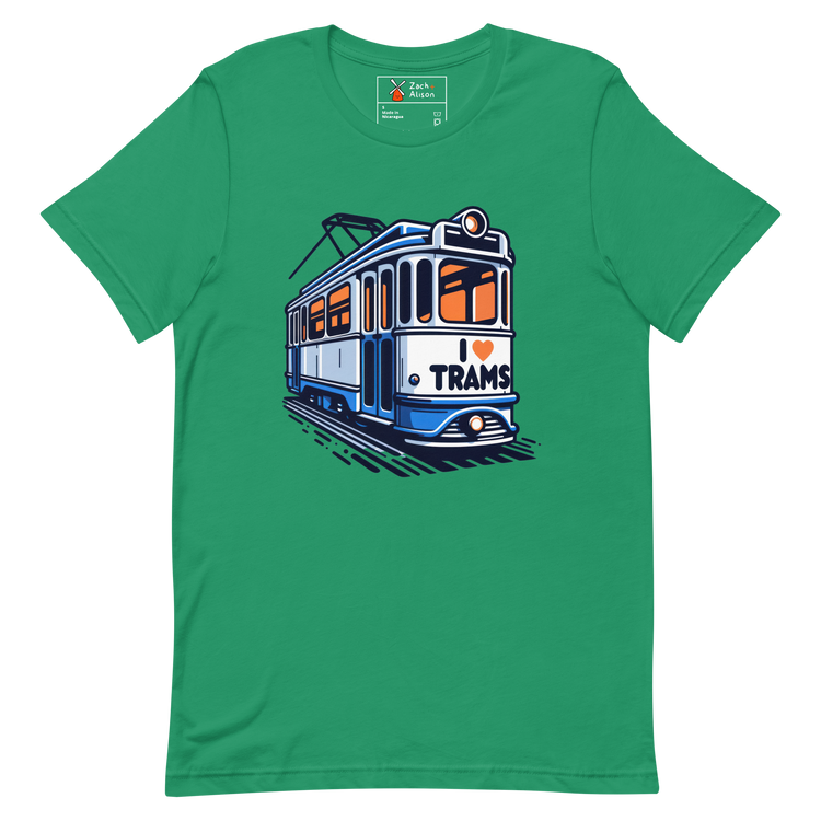 Dutch Tram Love - Vintage Blue I ❤️ Trams Unisex tee-Zach + Alison