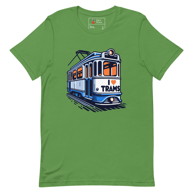 Dutch Tram Love - Vintage Blue I ❤️ Trams Unisex t-shirt-Zach + Alison