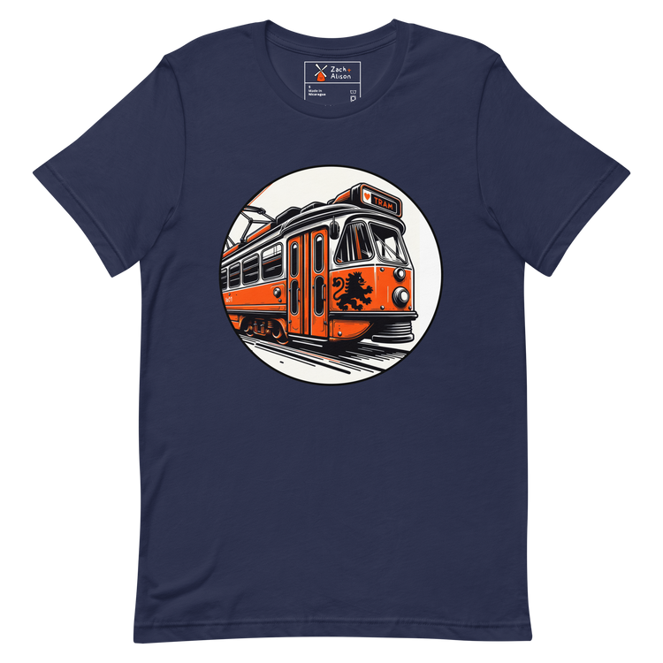 Dutch Vintage Tram with Classic Lion Coat of Arms Unisex Tee-Zach + Alison