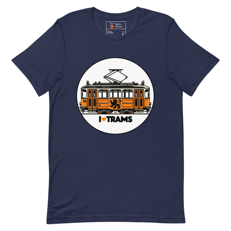 Nostalgic Dutch I ❤️ Trams Unisex Tee with Lion Crest-Zach + Alison