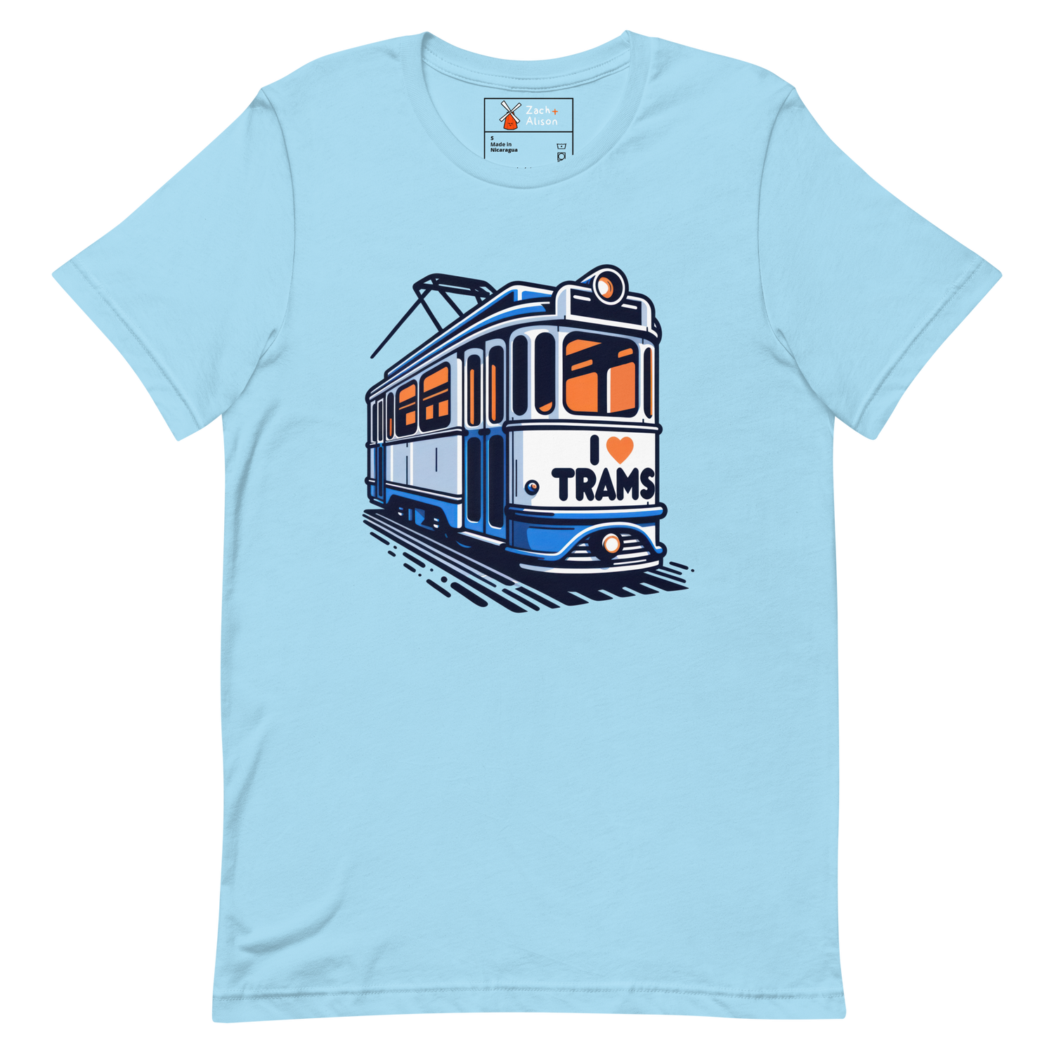 Dutch Tram Love - Vintage Blue I ❤️ Trams Unisex t-shirt-Zach + Alison