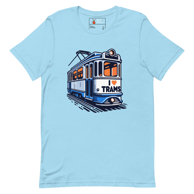 Dutch Tram Love - Vintage Blue I ❤️ Trams Unisex tee-Zach + Alison