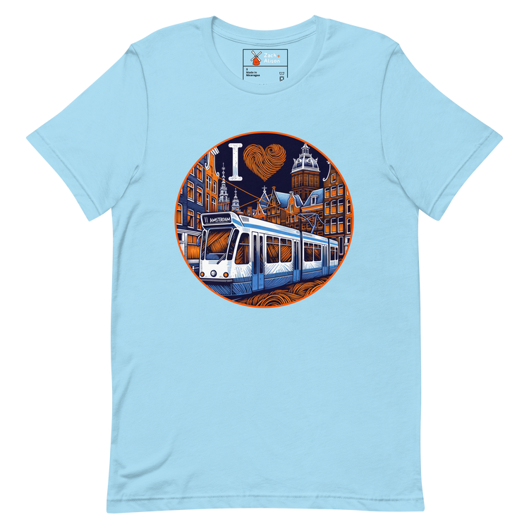 I ❤️ Trams - Modern Tram & Canal Houses in Amsterdam Unisex t-shirt-Zach + Alison