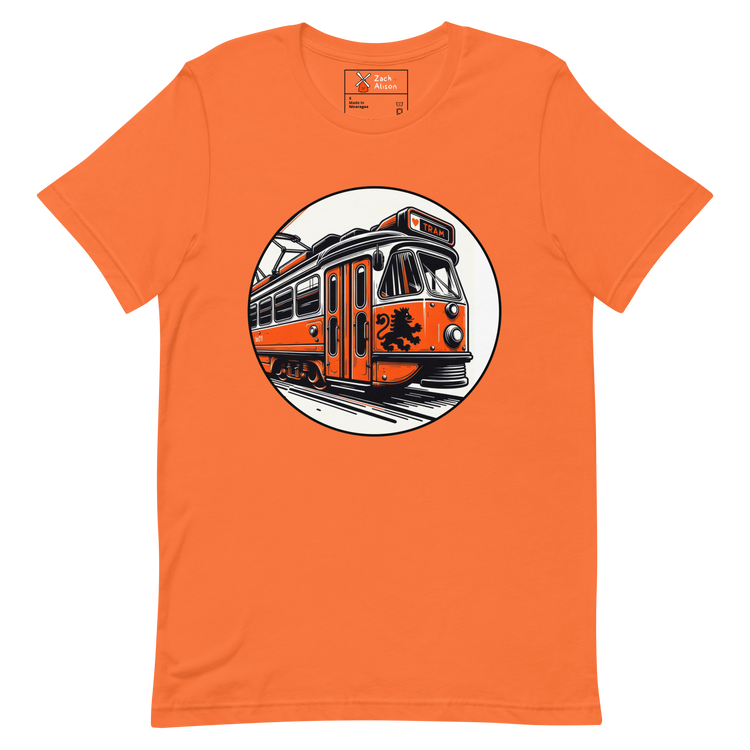 Dutch Vintage Tram with Classic Lion Coat of Arms Unisex Tee-Zach + Alison