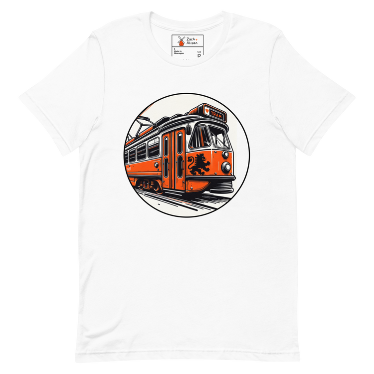 Dutch Vintage Tram with Classic Lion Coat of Arms Unisex Tee-Zach + Alison