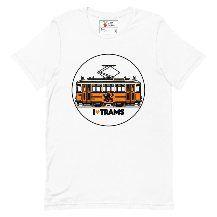 Nostalgic Dutch I ❤️ Trams Unisex Tee with Lion Crest-Zach + Alison
