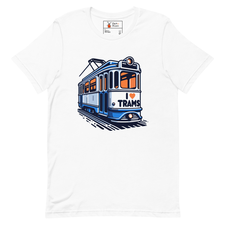 Dutch Tram Love - Vintage Blue I ❤️ Trams Unisex tee-Zach + Alison
