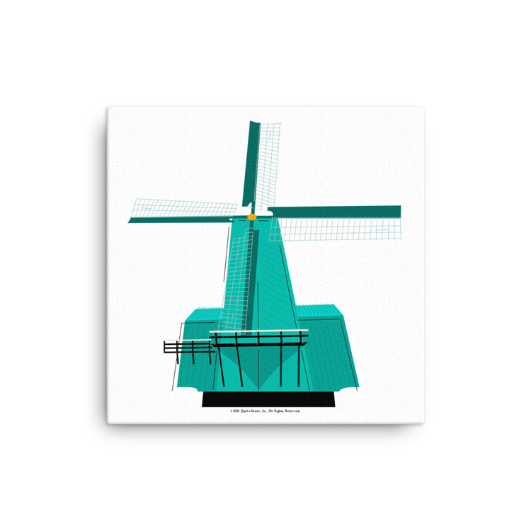Retro Teal Windmill Canvas-Wall Art-Zach + Alison