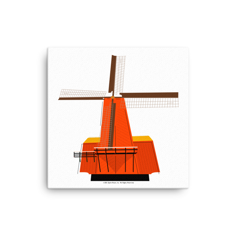 Retro Orange Windmill Canvas-Wall Art-Zach + Alison