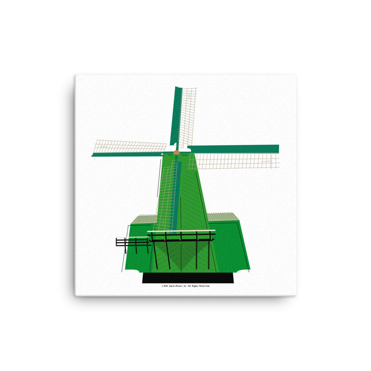Retro Green Windmill Canvas-Wall Art-Zach + Alison