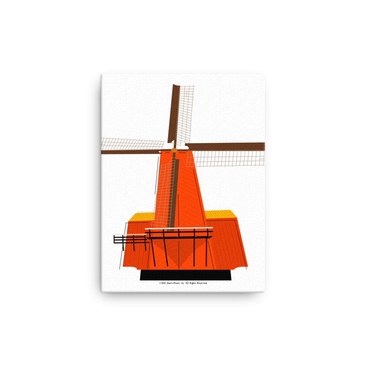 Retro Orange Windmill Canvas-Wall Art-Zach + Alison