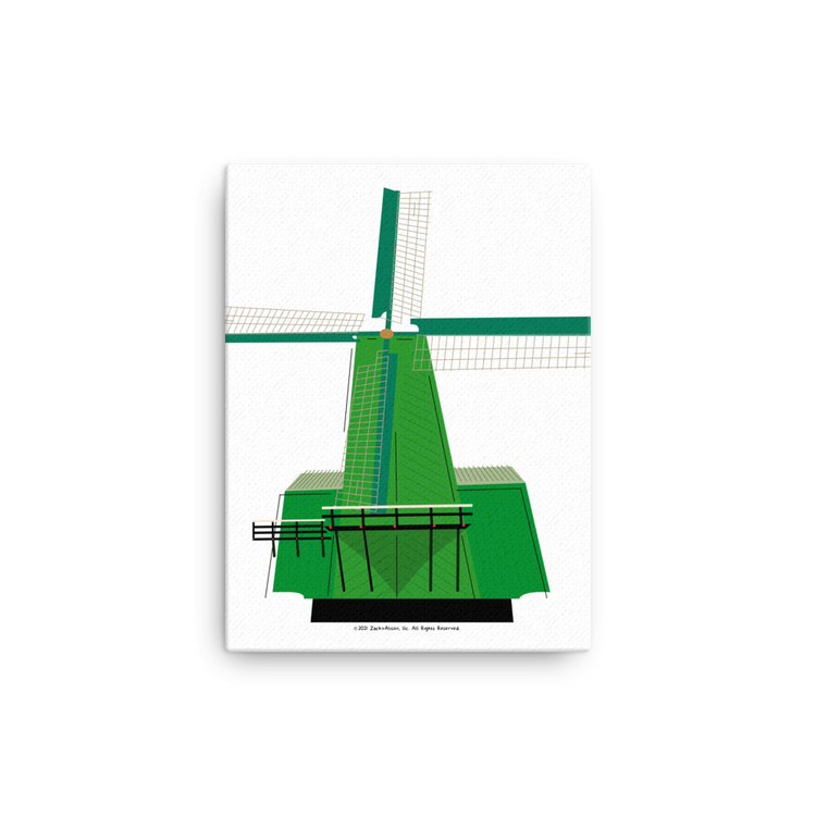 Retro Green Windmill Canvas-Wall Art-Zach + Alison