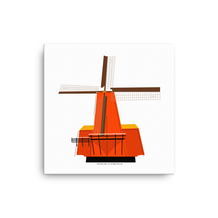 Retro Orange Windmill Canvas-Wall Art-Zach + Alison